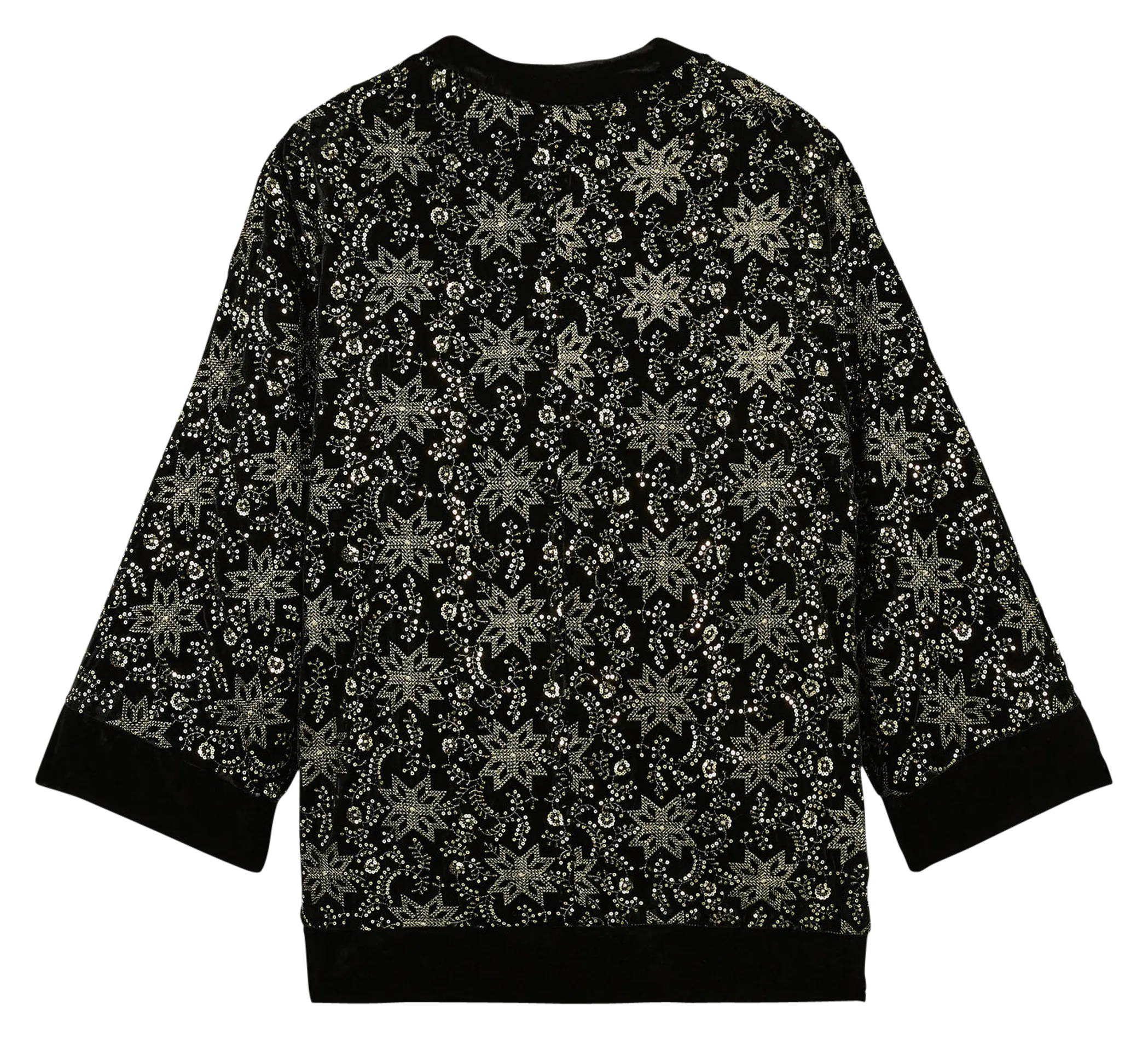 RAYON  CHAQUETA LARGA OVERSIZE BORDADA EN NEGRO