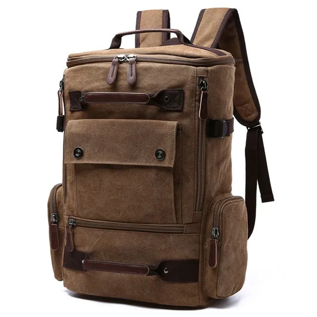 Retro Washing Color School Backpack Travel Outdoor Backpack Large Capacity Boy's Canvas Zipper Backpack