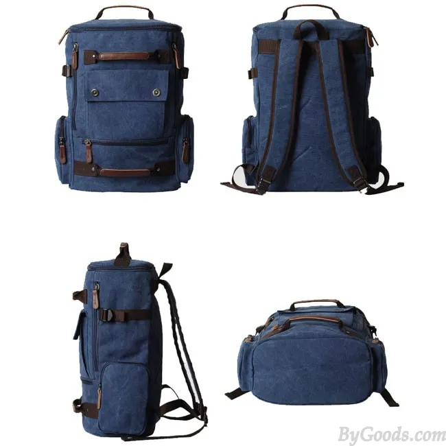 Retro Washing Color School Backpack Travel Outdoor Backpack Large Capacity Boy's Canvas Zipper Backpack