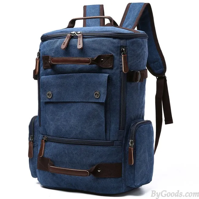 Retro Washing Color School Backpack Travel Outdoor Backpack Large Capacity Boy's Canvas Zipper Backpack