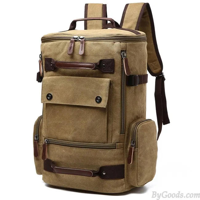 Retro Washing Color School Backpack Travel Outdoor Backpack Large Capacity Boy's Canvas Zipper Backpack