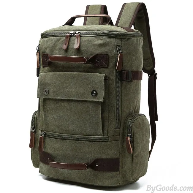 Retro Washing Color School Backpack Travel Outdoor Backpack Large Capacity Boy's Canvas Zipper Backpack