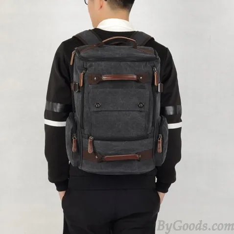 Retro Washing Color School Backpack Travel Outdoor Backpack Large Capacity Boy's Canvas Zipper Backpack