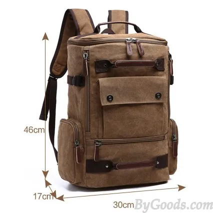 Retro Washing Color School Backpack Travel Outdoor Backpack Large Capacity Boy's Canvas Zipper Backpack