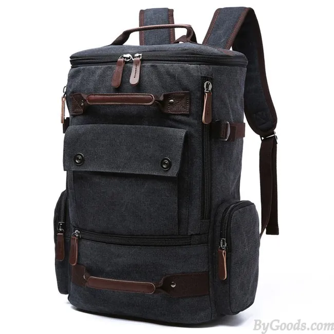 Retro Washing Color School Backpack Travel Outdoor Backpack Large Capacity Boy's Canvas Zipper Backpack