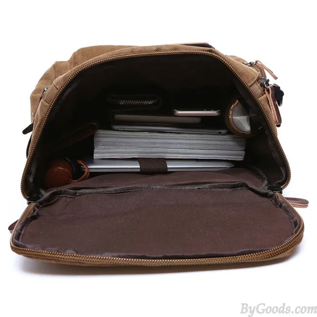 Retro Washing Color School Backpack Travel Outdoor Backpack Large Capacity Boy's Canvas Zipper Backpack