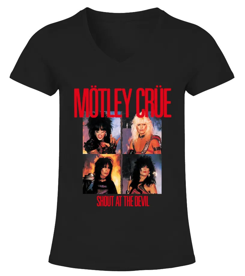 RK80S614BK. MöTLEY CRüE  SHOUT AT THE DEVIL CAMISETA CUELLO PICO MUJER
