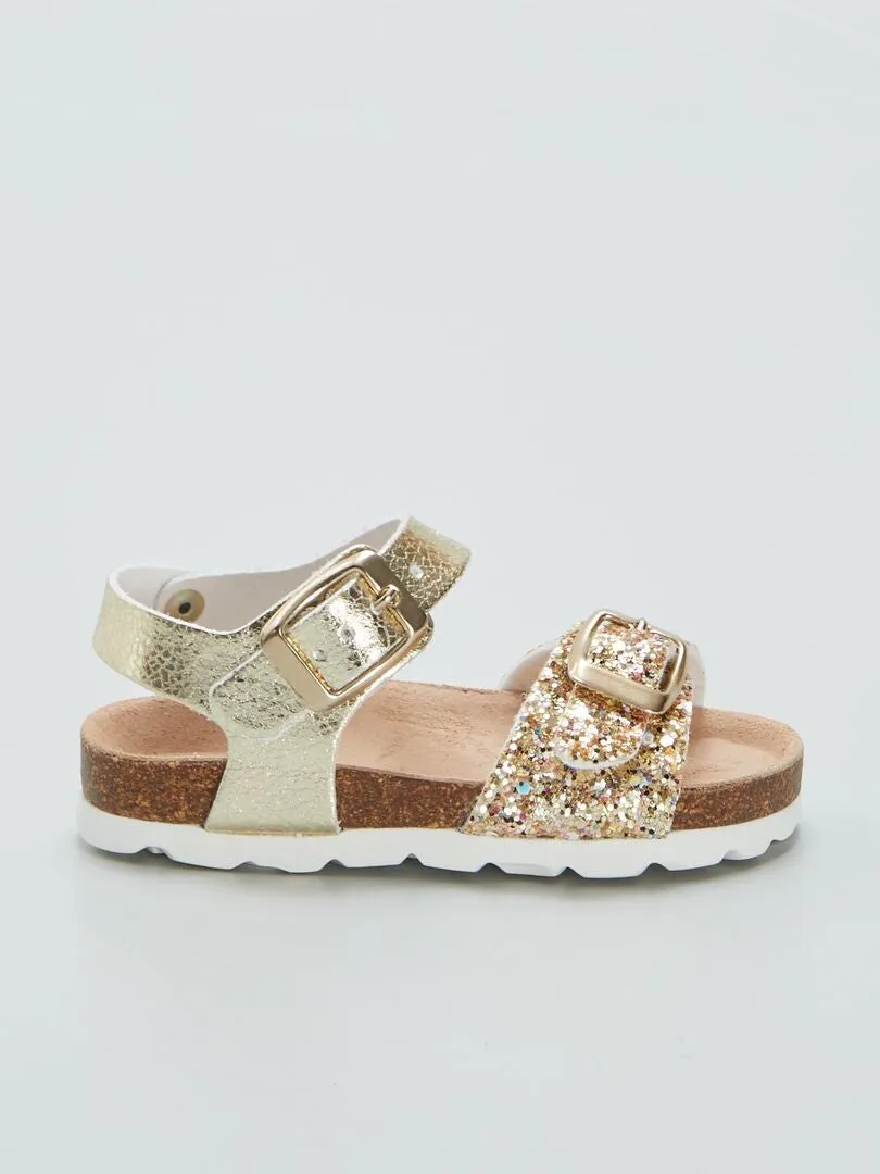 SANDALIAS CON TIRAS DORADAS  AMARILLO
