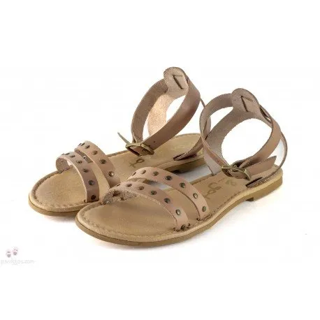SANDALIAS MON&GOT PIEL HEBILLA AL TOBILLO Y TACHAS