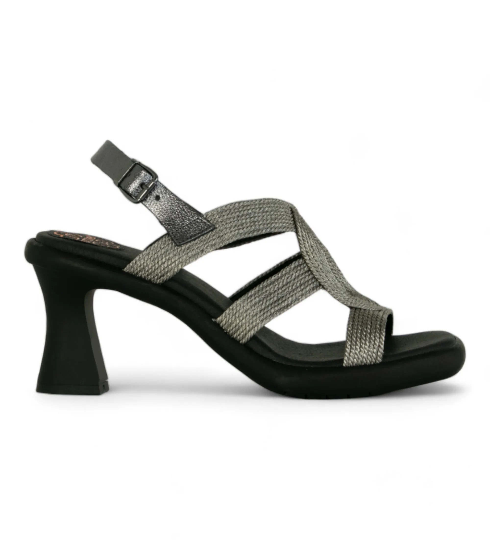 SANDALIAS PLOMO PLATEADO ALTURA TACóN 9CM