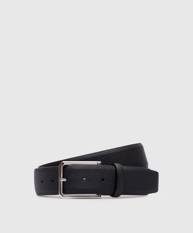 Santoni Black leather strap with logo