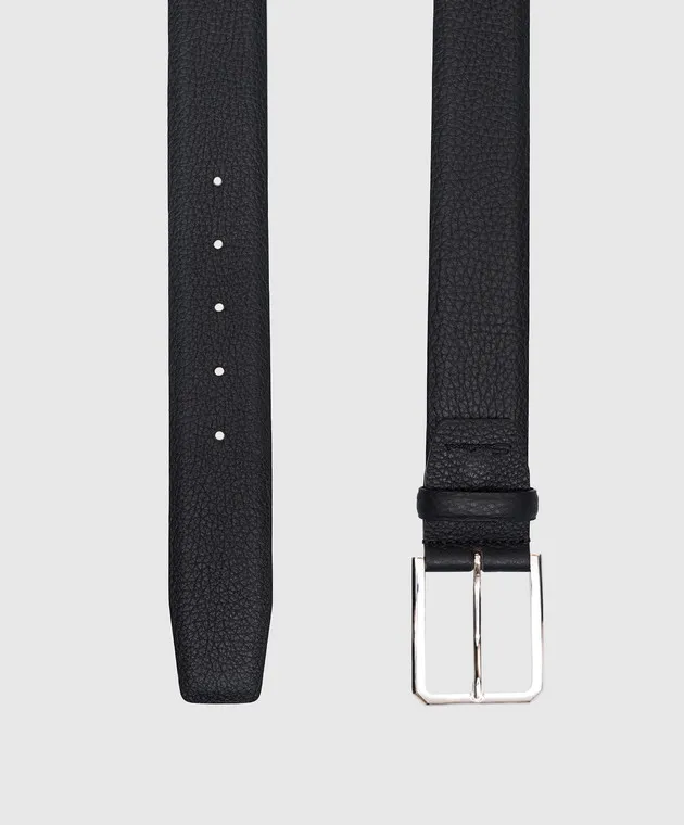 Santoni Black leather strap with logo