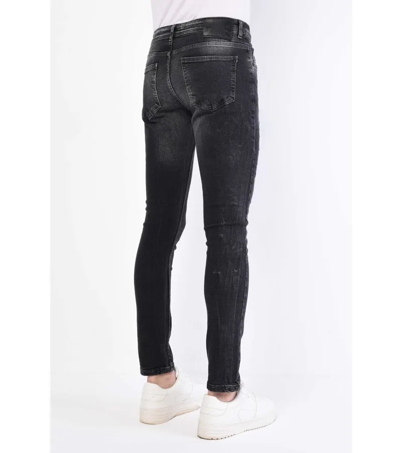 SLIM FIT PANTALONES CON MANCHAS DE PINTURA  1056  GRIS