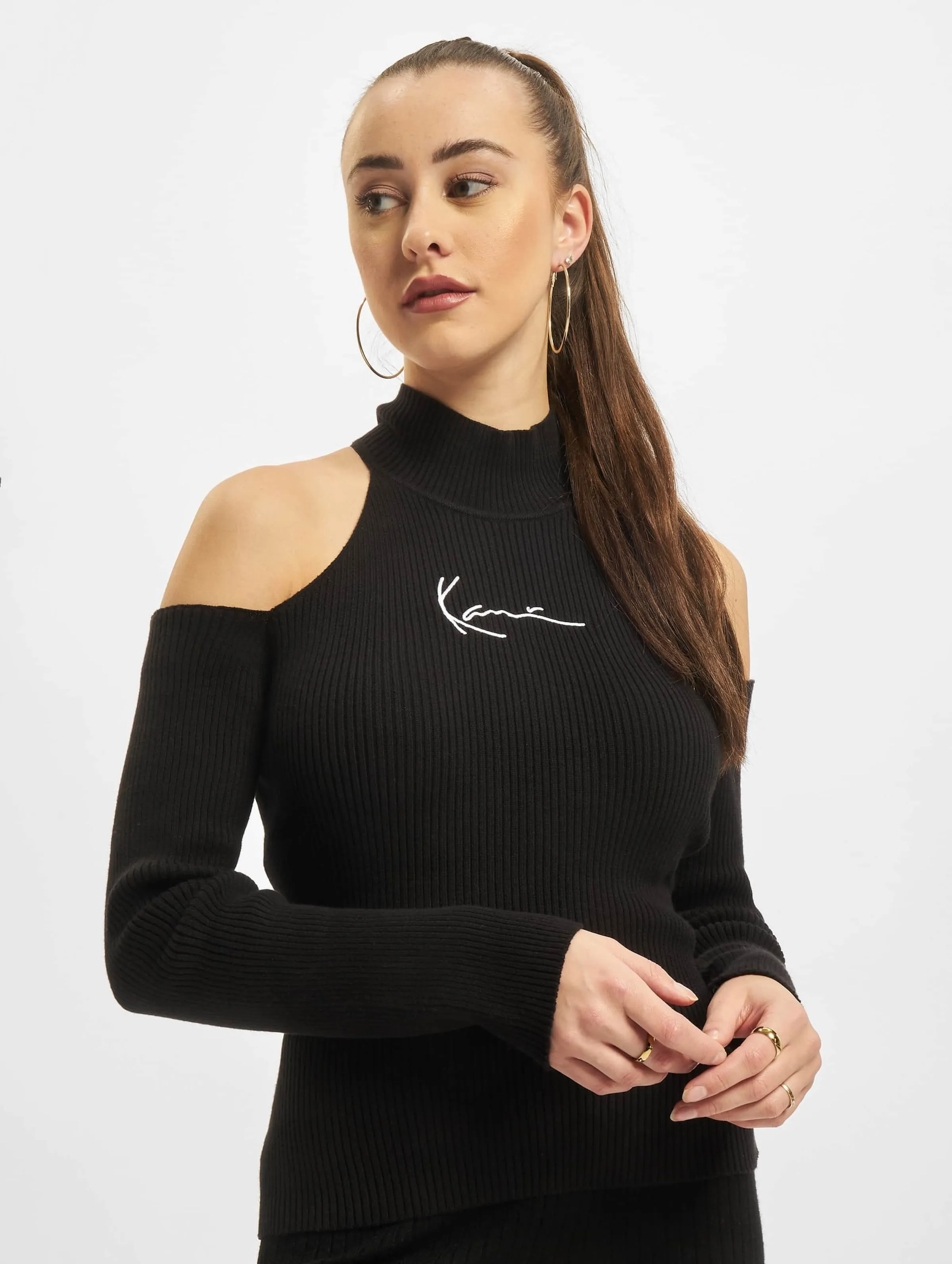 Small Signature Cutout Rib Turtle Neck