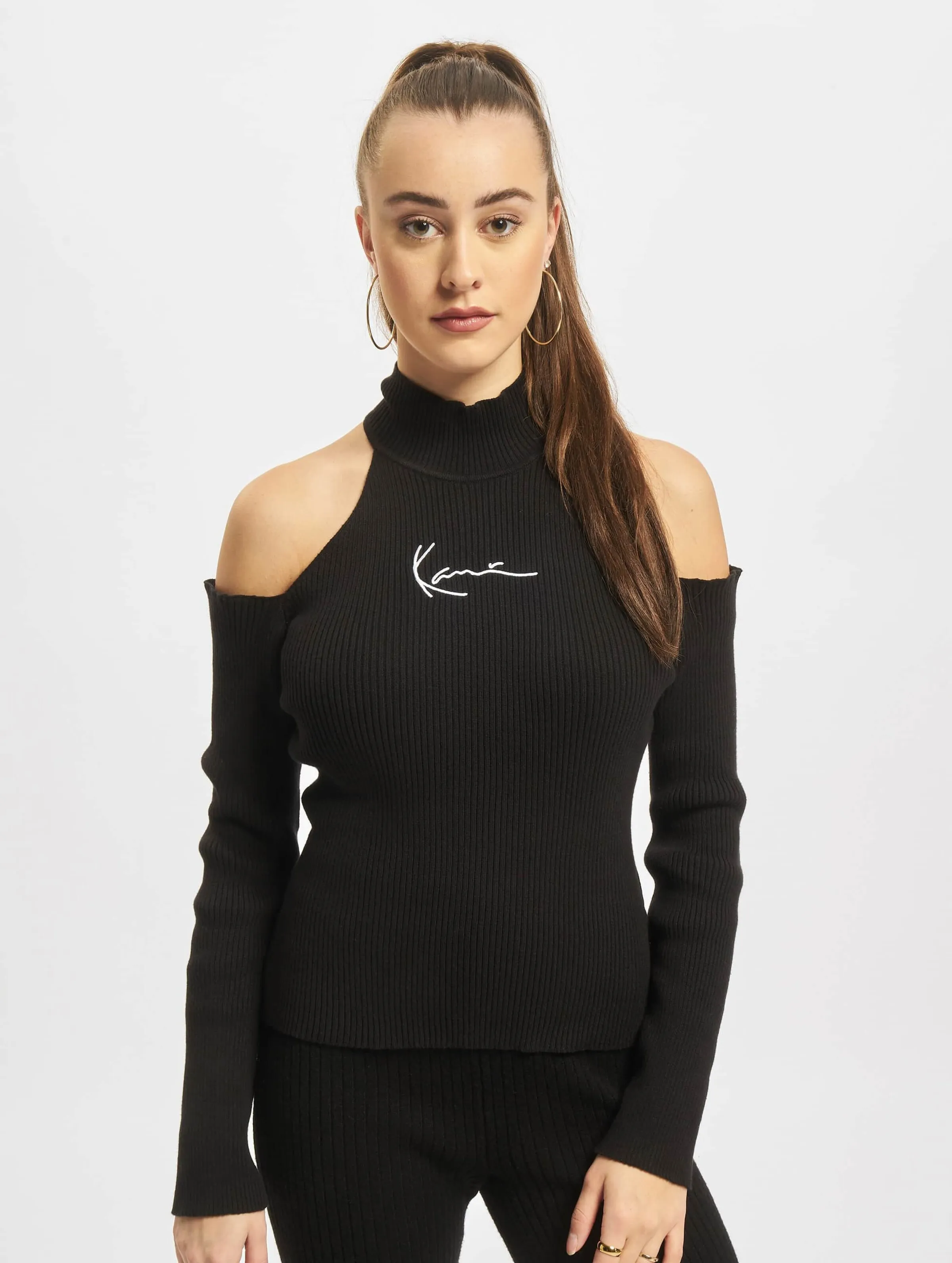 Small Signature Cutout Rib Turtle Neck