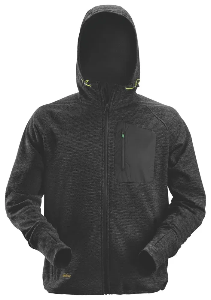 Snickers FlexiWork, sudadera con capucha en tejido polar, negro, talla M (pecho 39