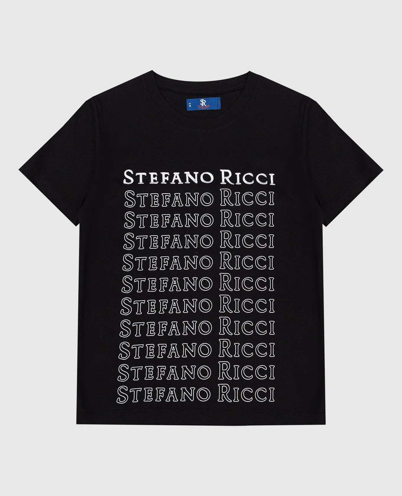 STEFANO RICCI CHILDREN'S BLACK TSHIRT WITH A LOGO