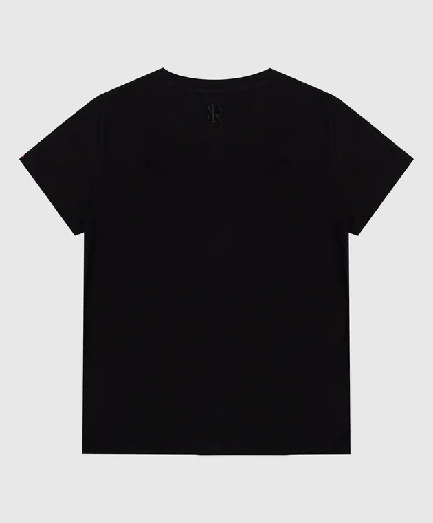 STEFANO RICCI CHILDREN'S BLACK TSHIRT WITH A LOGO