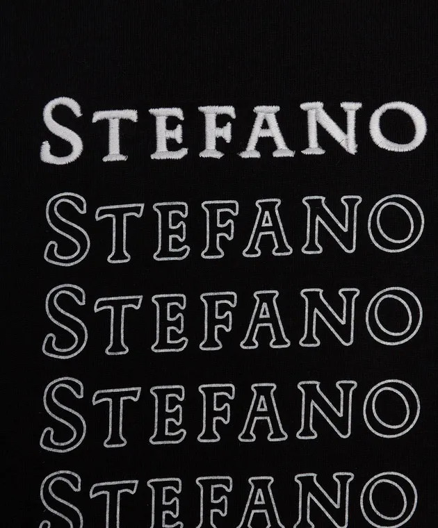 STEFANO RICCI CHILDREN'S BLACK TSHIRT WITH A LOGO