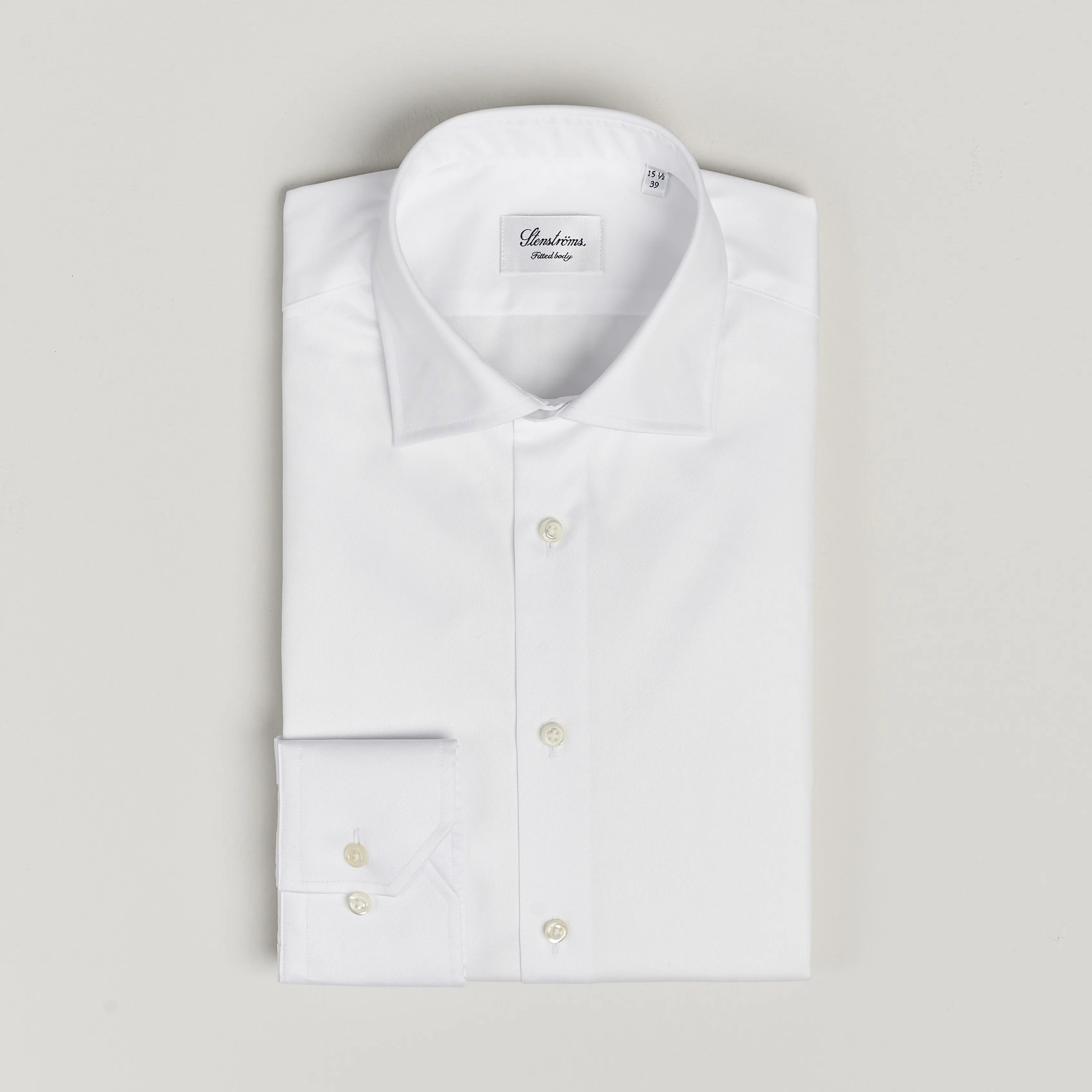 Stenströms Fitted Body Cotton Twill Cut Away Shirt White