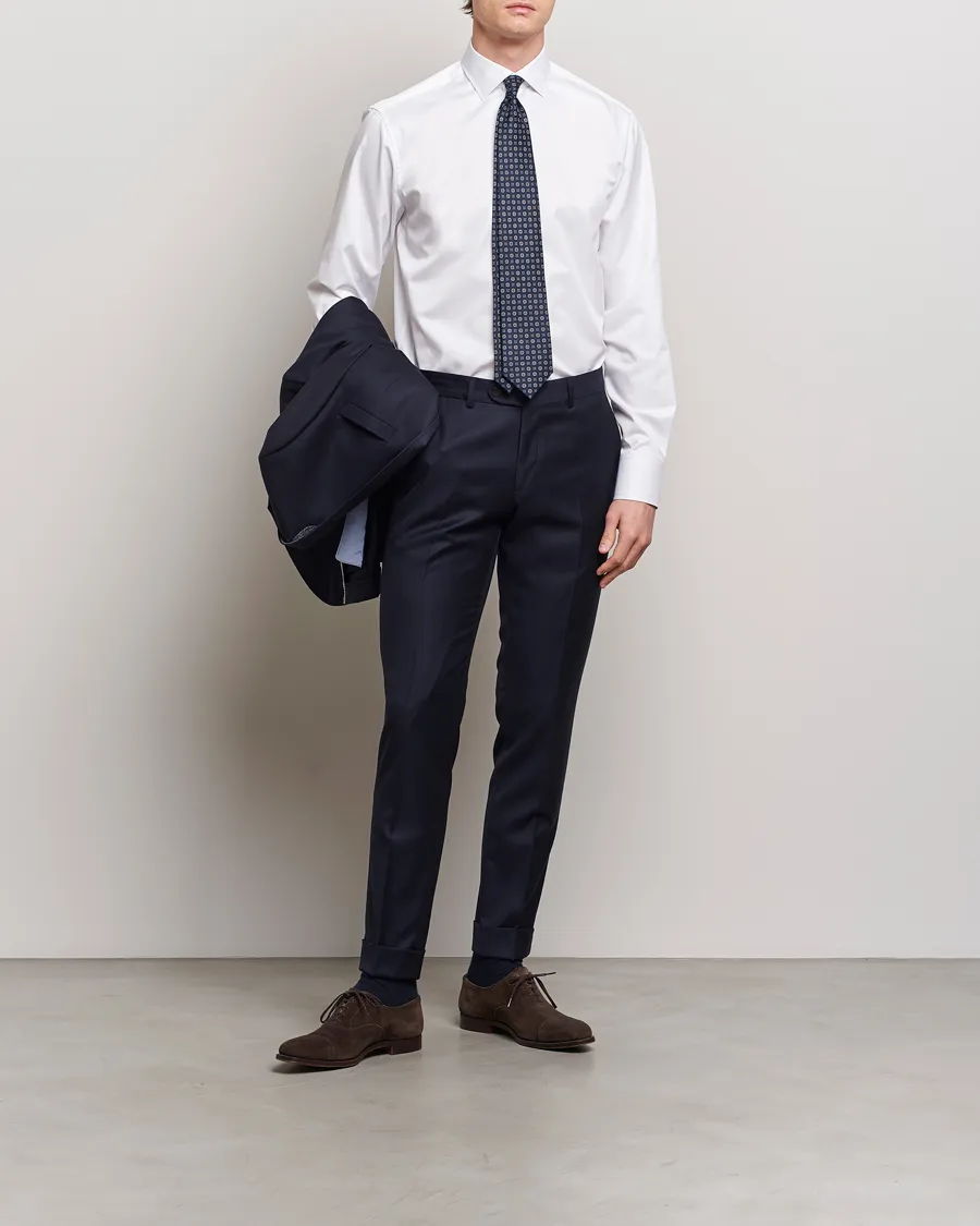 Stenströms Fitted Body Cotton Twill Cut Away Shirt White