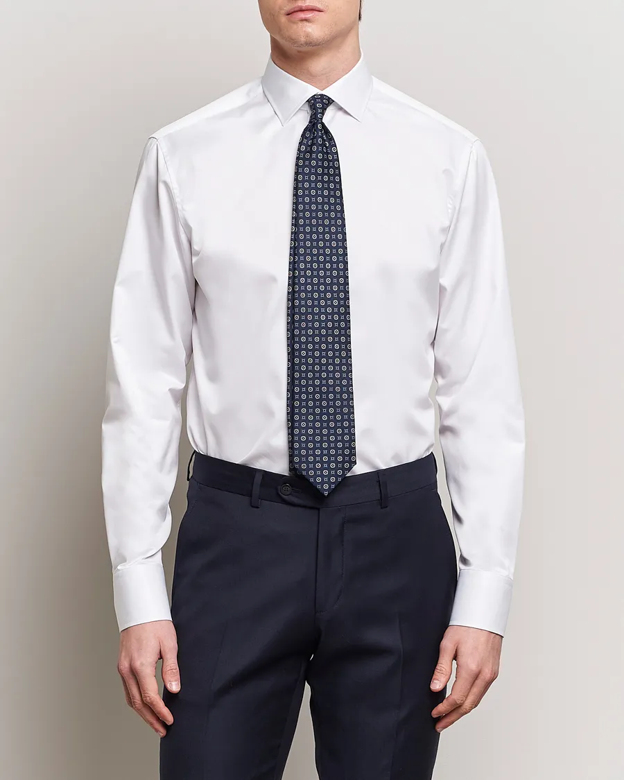 Stenströms Fitted Body Cotton Twill Cut Away Shirt White