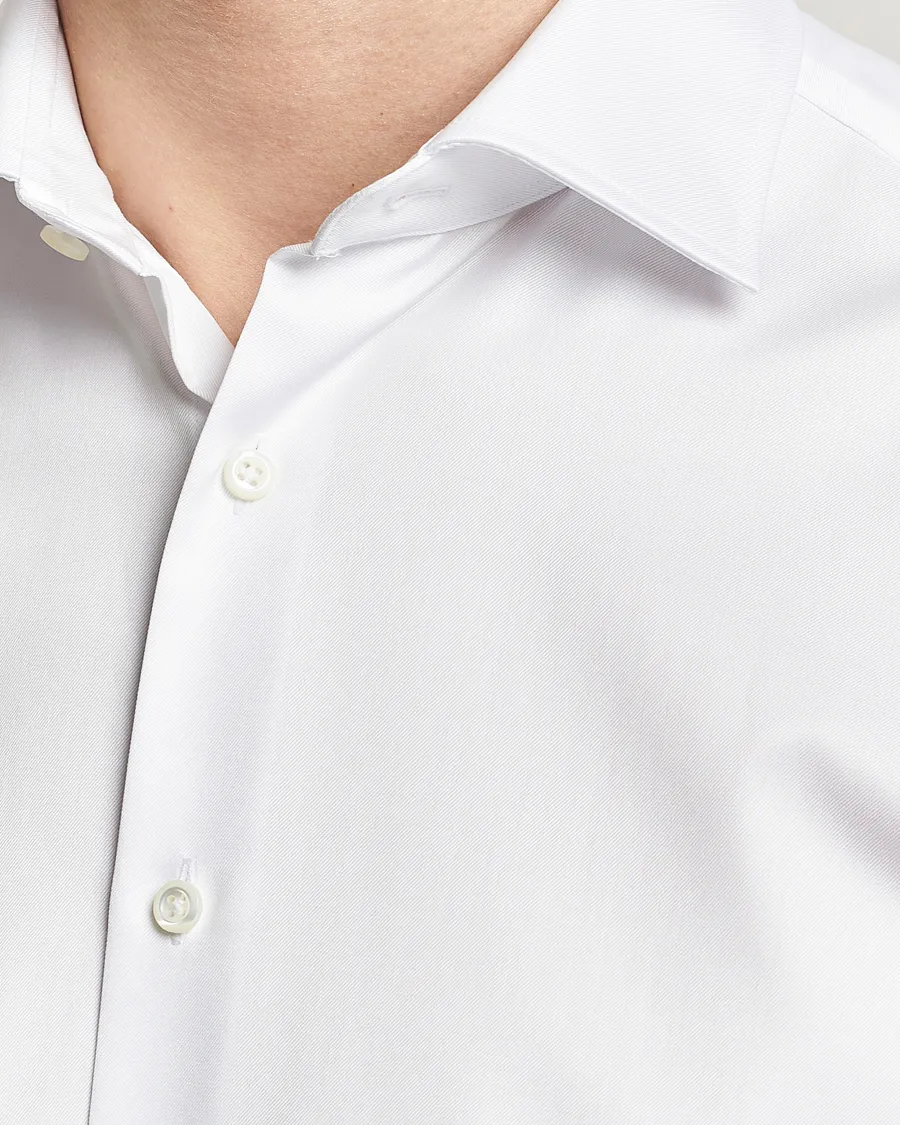 Stenströms Fitted Body Cotton Twill Cut Away Shirt White