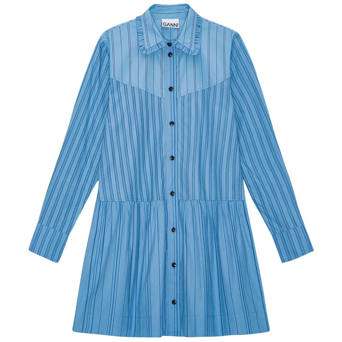 Stripe Cotton Mini Shirt Dress