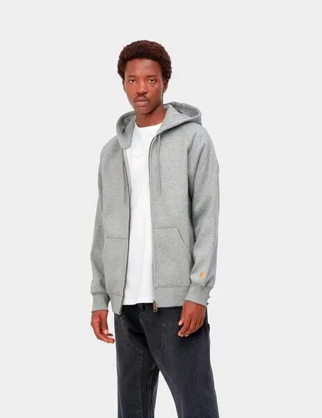 SUDADERA CAP. ABIERTA CARHARTT HOODED CHASE  GREY HEATHER