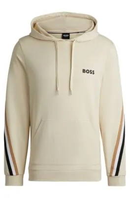 Sudadera con capucha de felpa de algodón con cinta de rayas de la marca