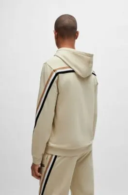 Sudadera con capucha de felpa de algodón con cinta de rayas de la marca