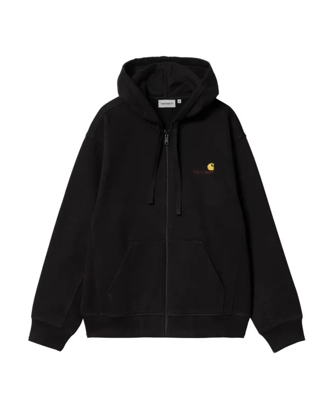 Sudadera con capucha y cremallera Carhartt WIP Hooded American Script Jacket Negra