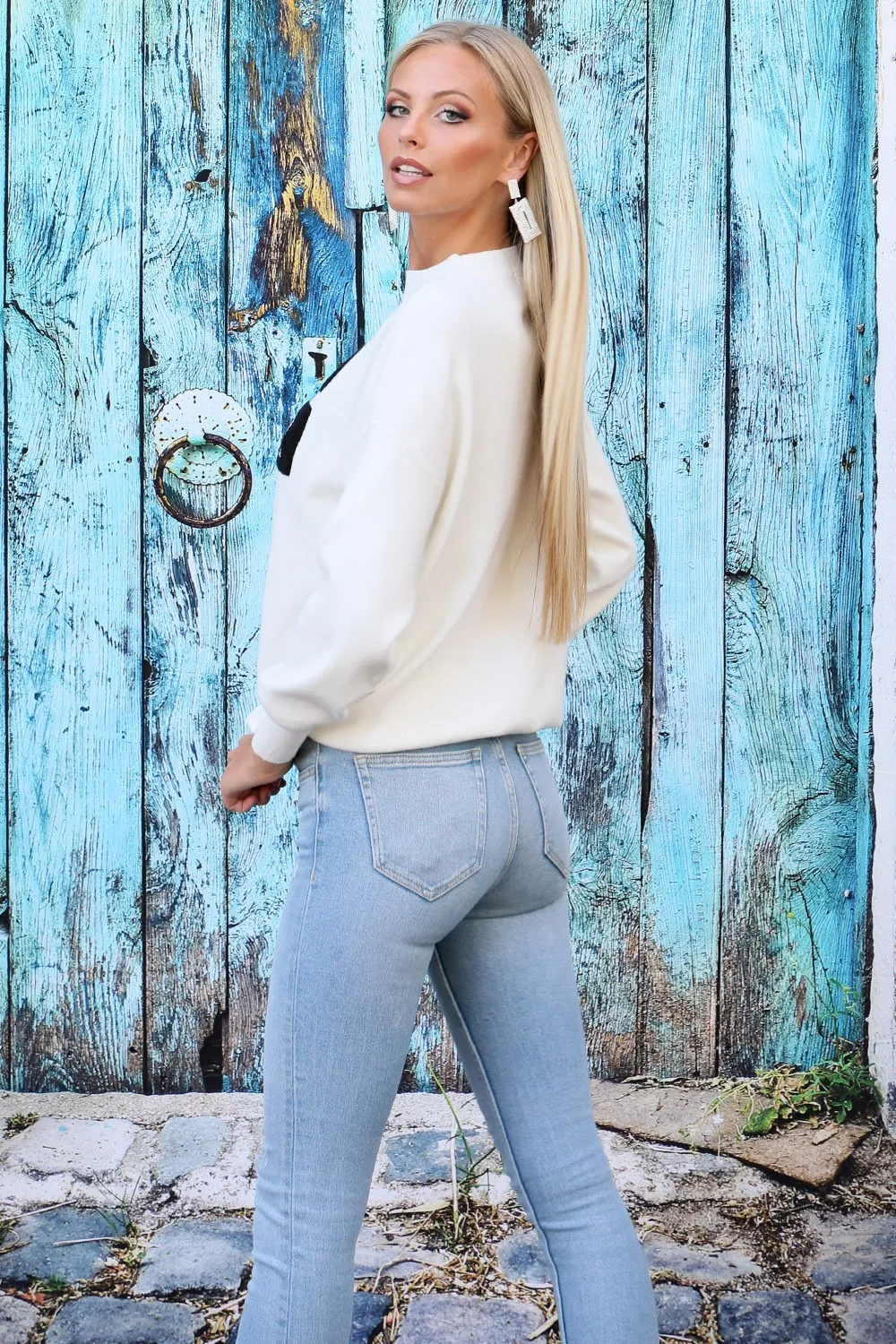 Suéter blanco extragrande