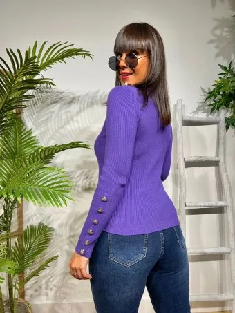 Suéter Canalé Botones CHALEVOIX Morado