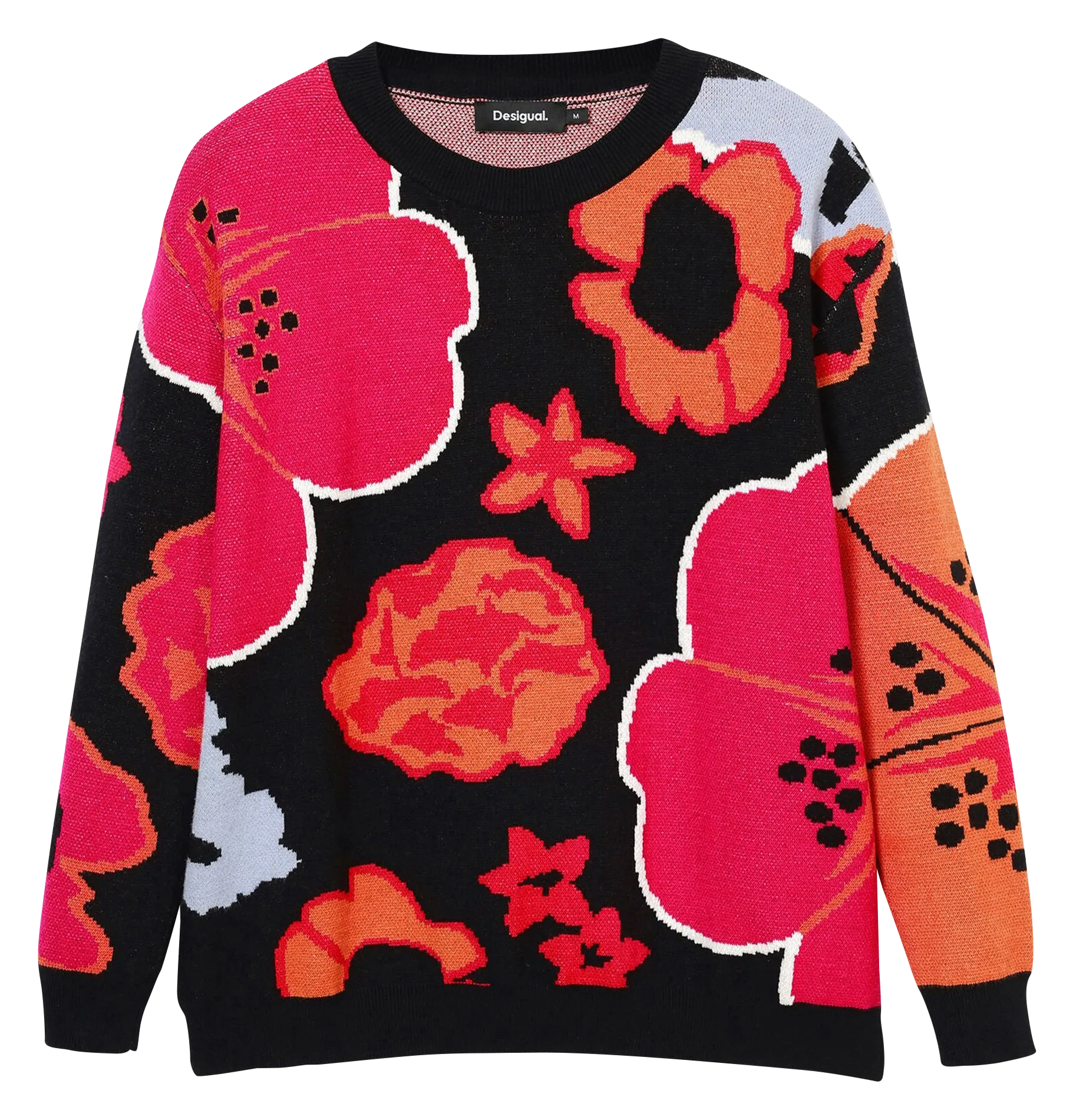 Suéter holgado floral en negro