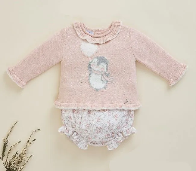 Sweater and panties for girls Cloud Collection of Foque cotton.