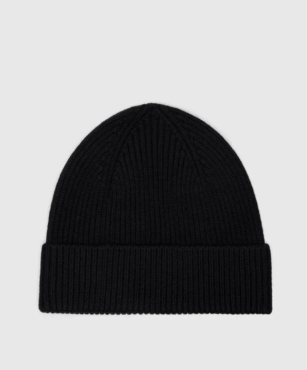 Versace Black wool cap with logo