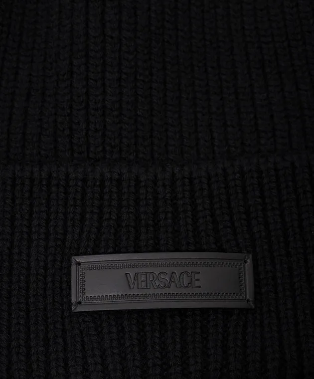 Versace Black wool cap with logo
