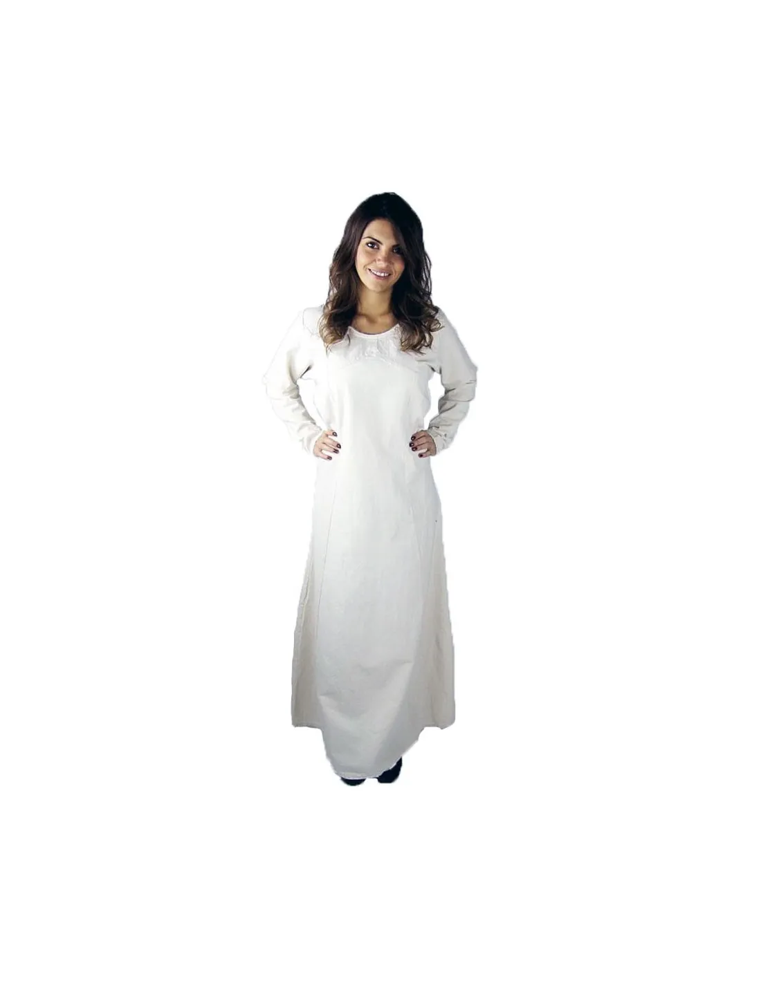 Vestido medieval modelo Fiona, blanco natural
