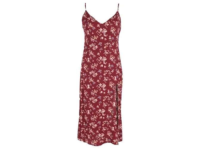Vestido midi con estampado floral Crimini de viscosa color burdeos de Reformation 