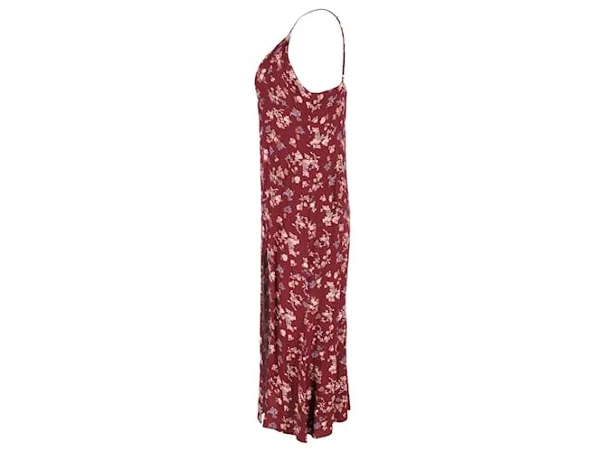 Vestido midi con estampado floral Crimini de viscosa color burdeos de Reformation 