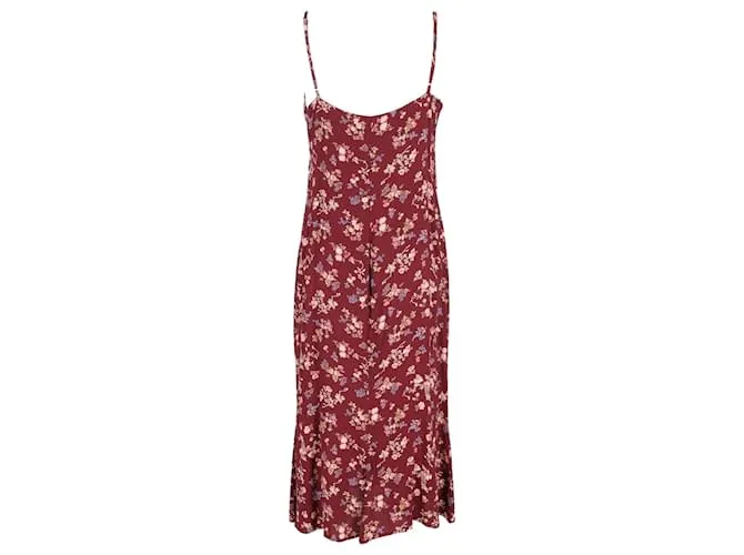 Vestido midi con estampado floral Crimini de viscosa color burdeos de Reformation 