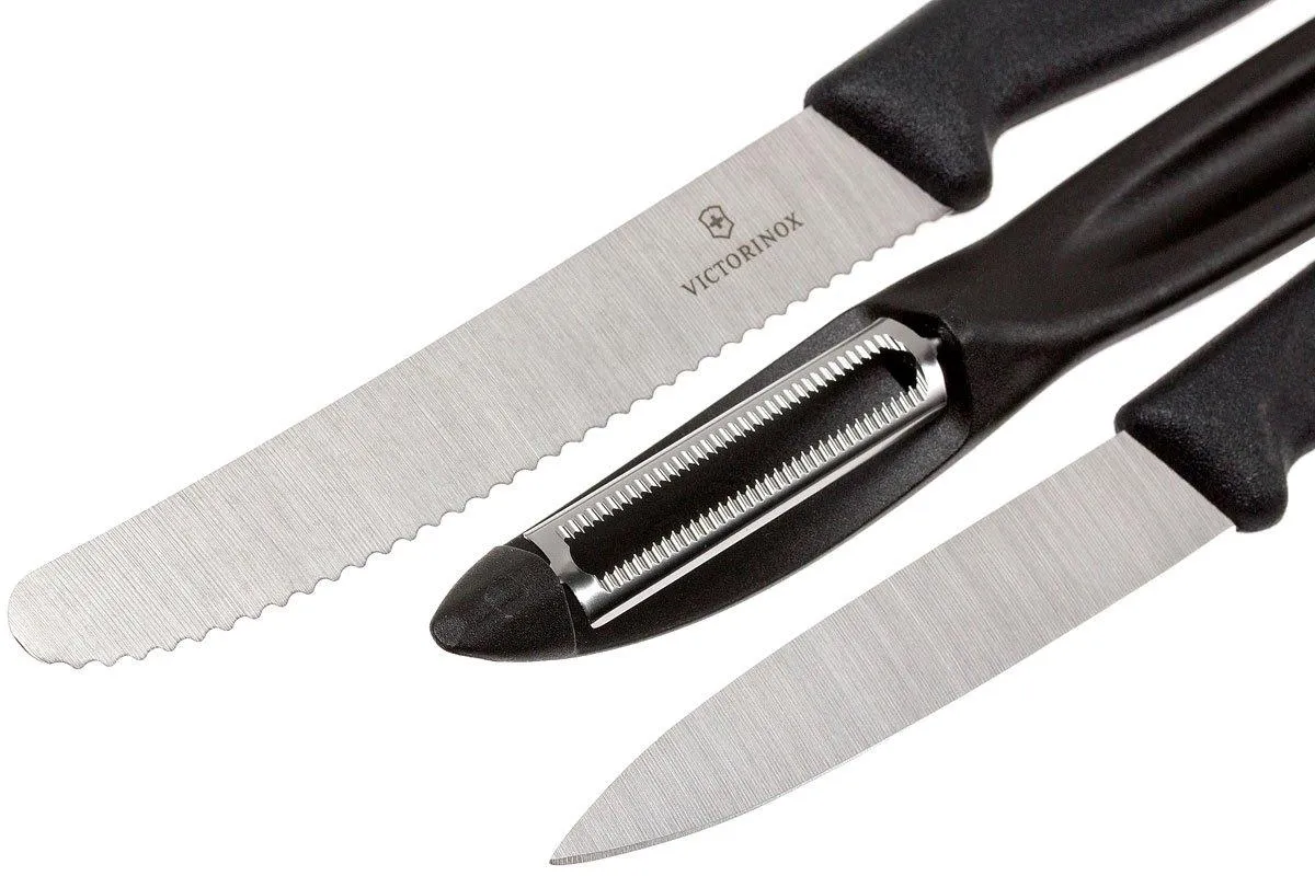 Victorinox SwissClassic cuchillo de verduras negro, Set de 3, 6.7113.31