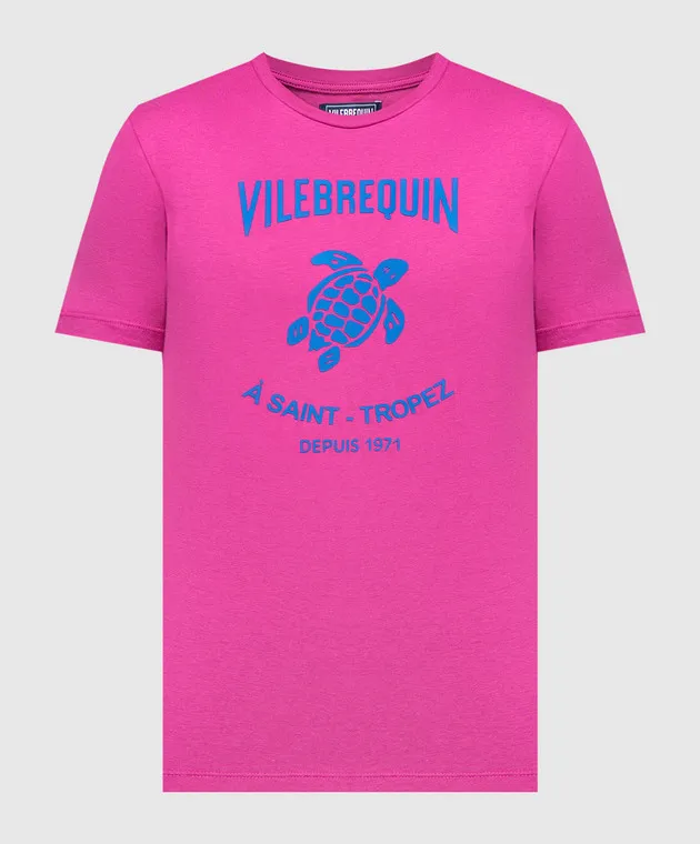 VILEBREQUIN PURPLE TURTLE LOGO TSHIRT WITH TEXTURED LOGO