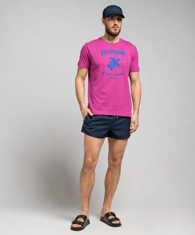 VILEBREQUIN PURPLE TURTLE LOGO TSHIRT WITH TEXTURED LOGO