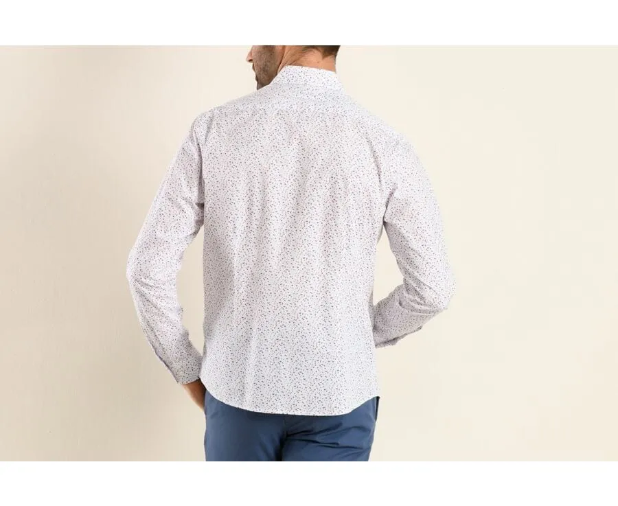 WHITE COTTON SHIRT WITH RED AND BLUE PRINT  RODRIGUES