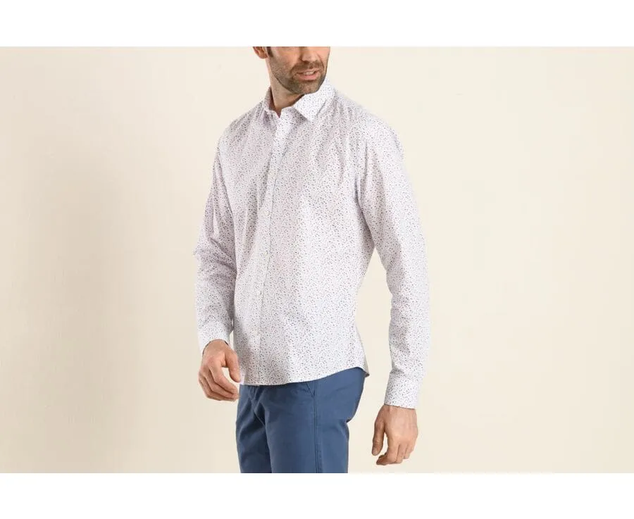 WHITE COTTON SHIRT WITH RED AND BLUE PRINT  RODRIGUES