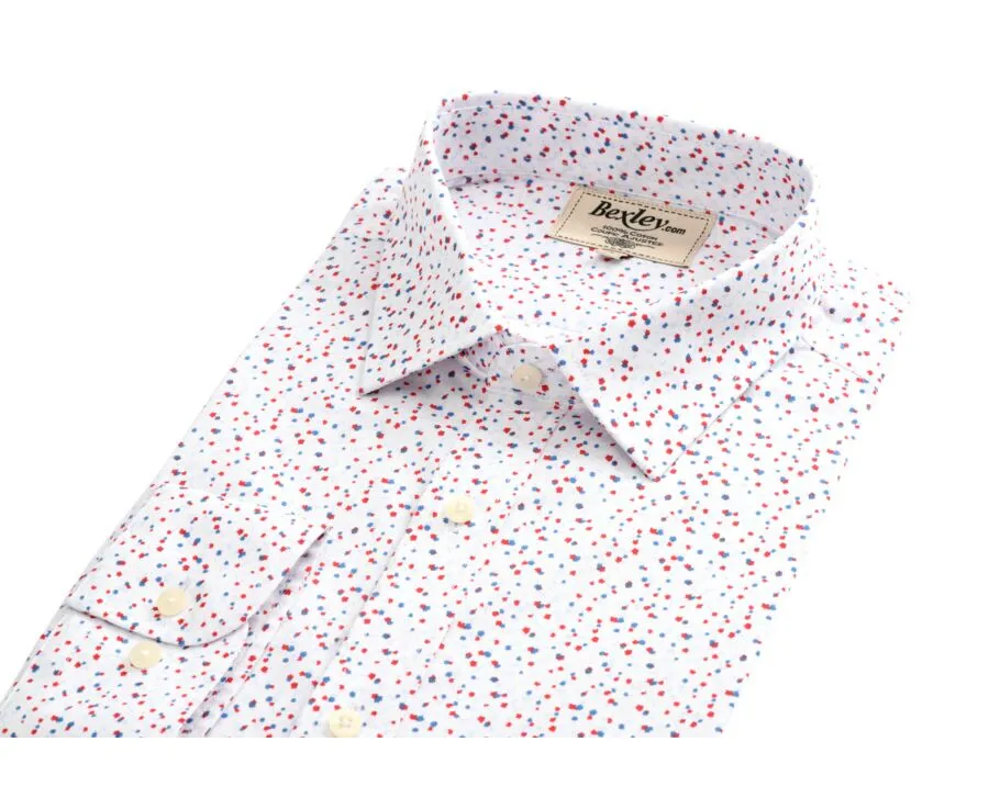 WHITE COTTON SHIRT WITH RED AND BLUE PRINT  RODRIGUES