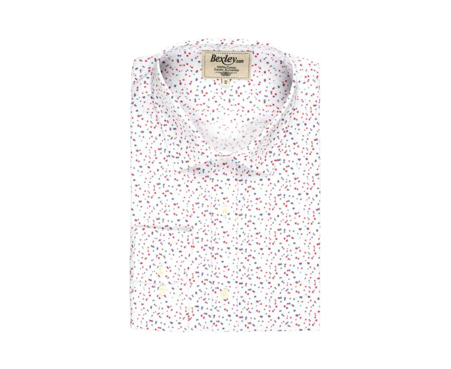 WHITE COTTON SHIRT WITH RED AND BLUE PRINT  RODRIGUES