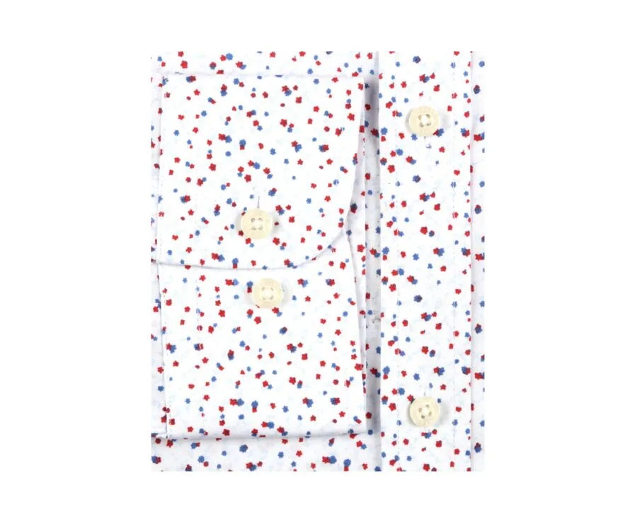 WHITE COTTON SHIRT WITH RED AND BLUE PRINT  RODRIGUES